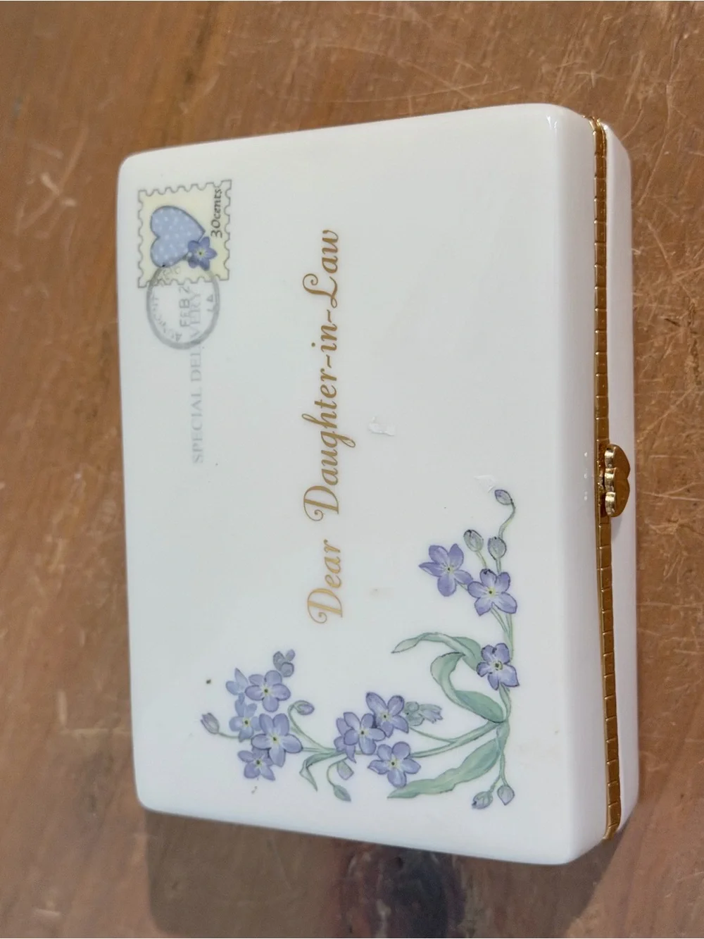 Dear Daughter-in-Law Porcelain Keepsake Box – White with Lavender Floral